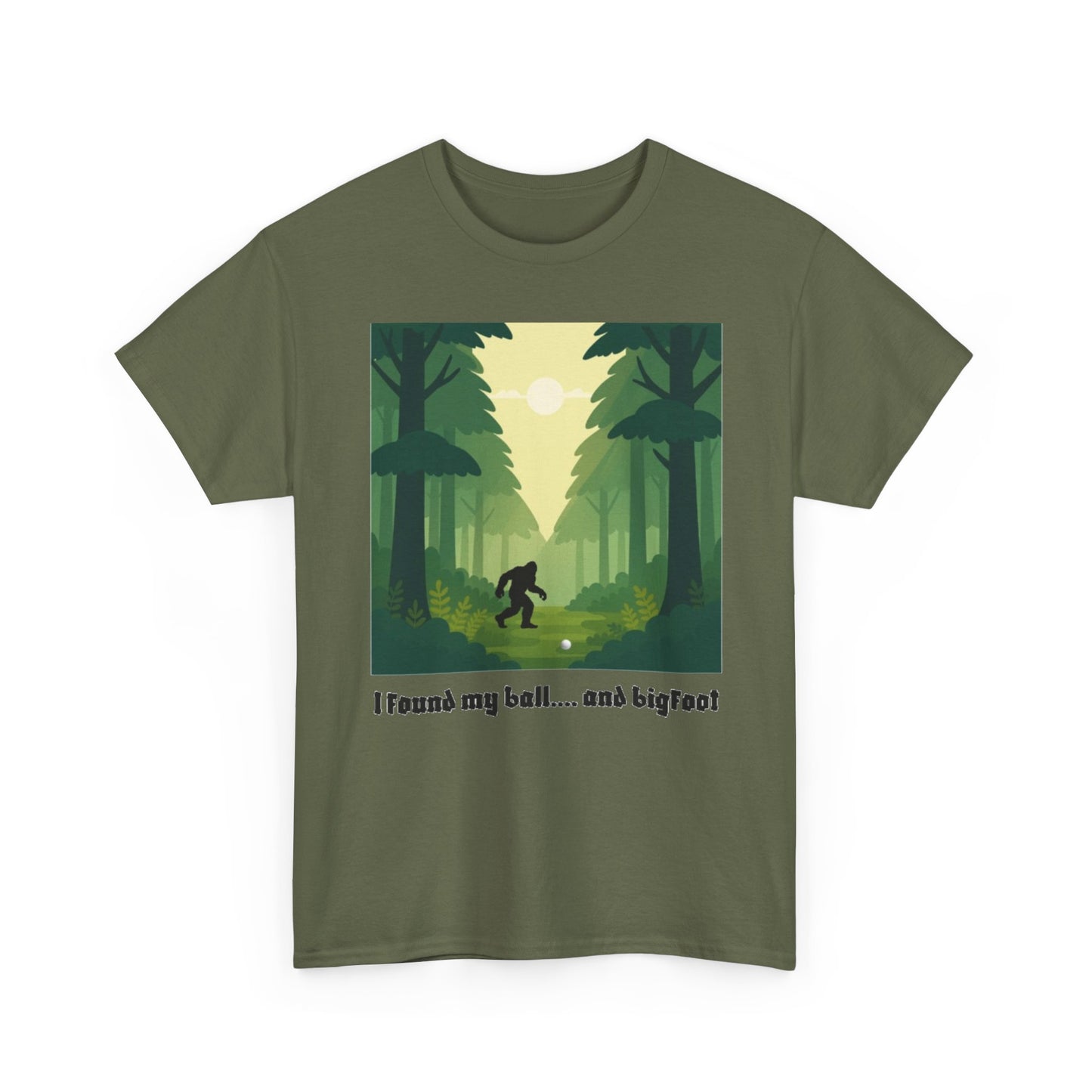 Bigfoot Forest Graphic Tee — "I found my ball... and bigfoot"